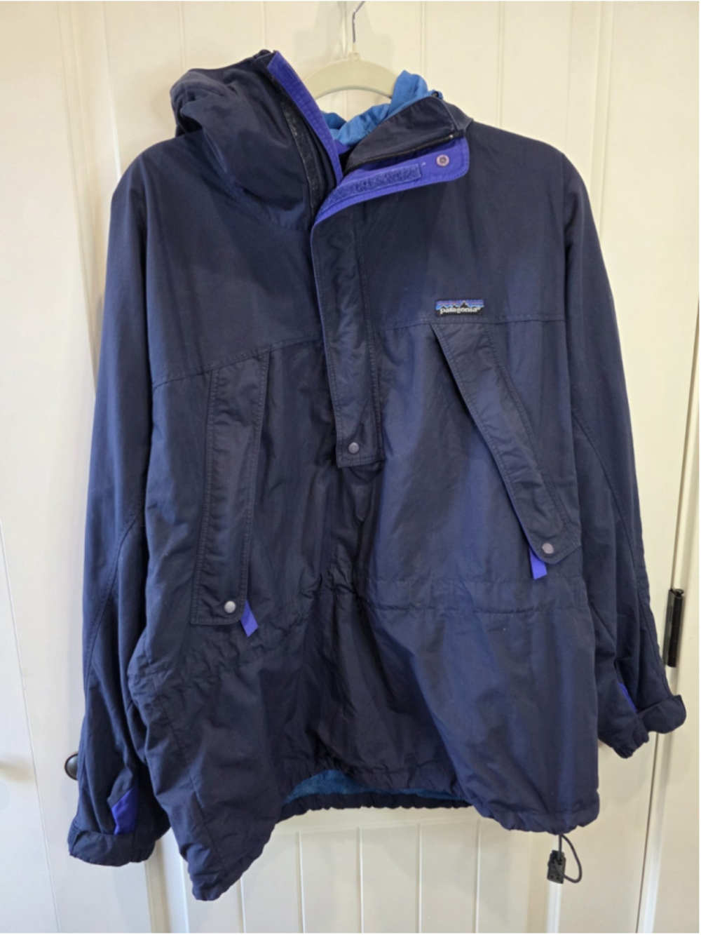 VTG Patagonia Alpine Shell Jacket Men M Blue Purple Hooded Nylon 80/90s Gorpcore